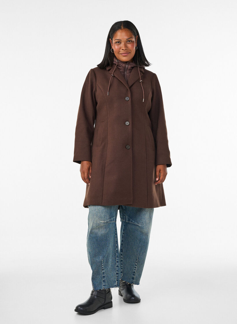 Manteau avec insert matelass&eacute; amovible, Marron, Model image number 1