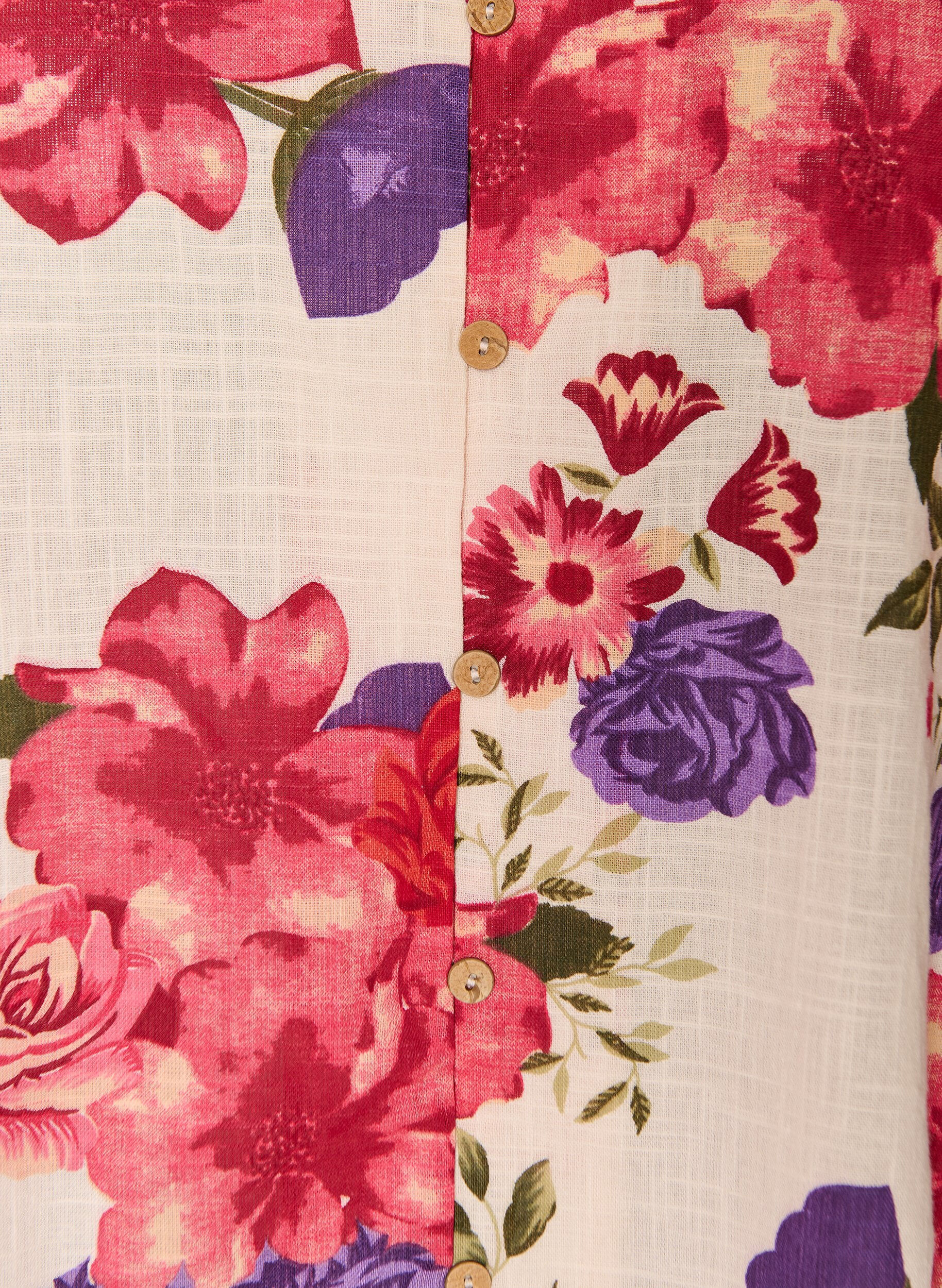 ZizziChemise en coton &agrave; manches courtes avec col V, Rouge, Packshot image number 2