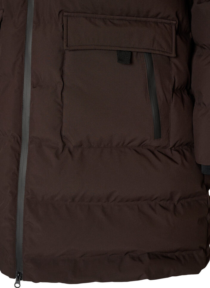 Doudoune avec capuche et poches, Marron, Packshot image number 3