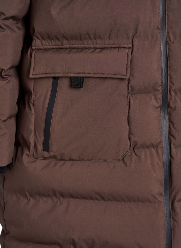 Doudoune avec capuche et poches, Marron, Packshot image number 3