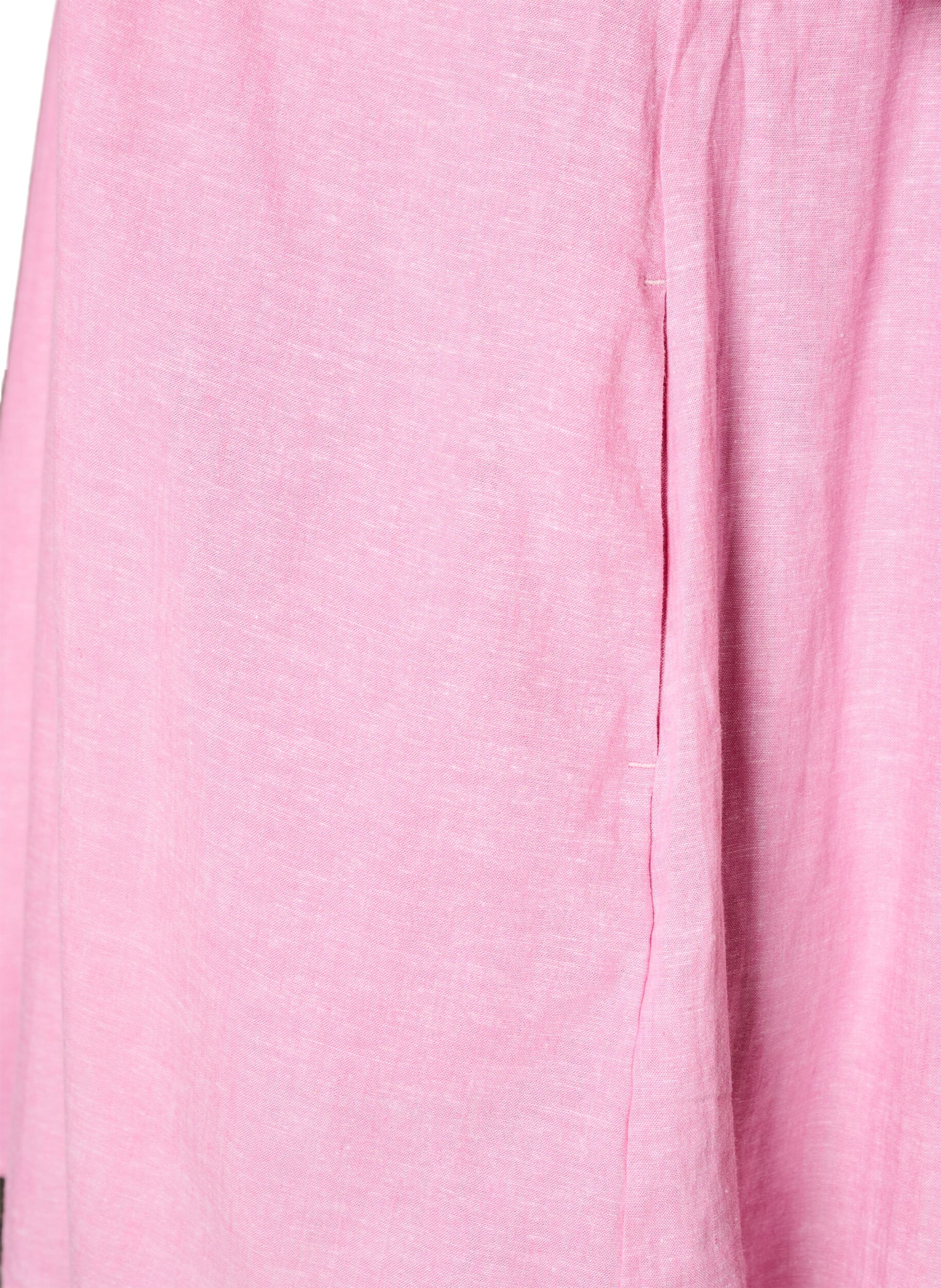 ZizziTunique coupe trap&egrave;ze en lin et viscose, Rose, Packshot image number 3