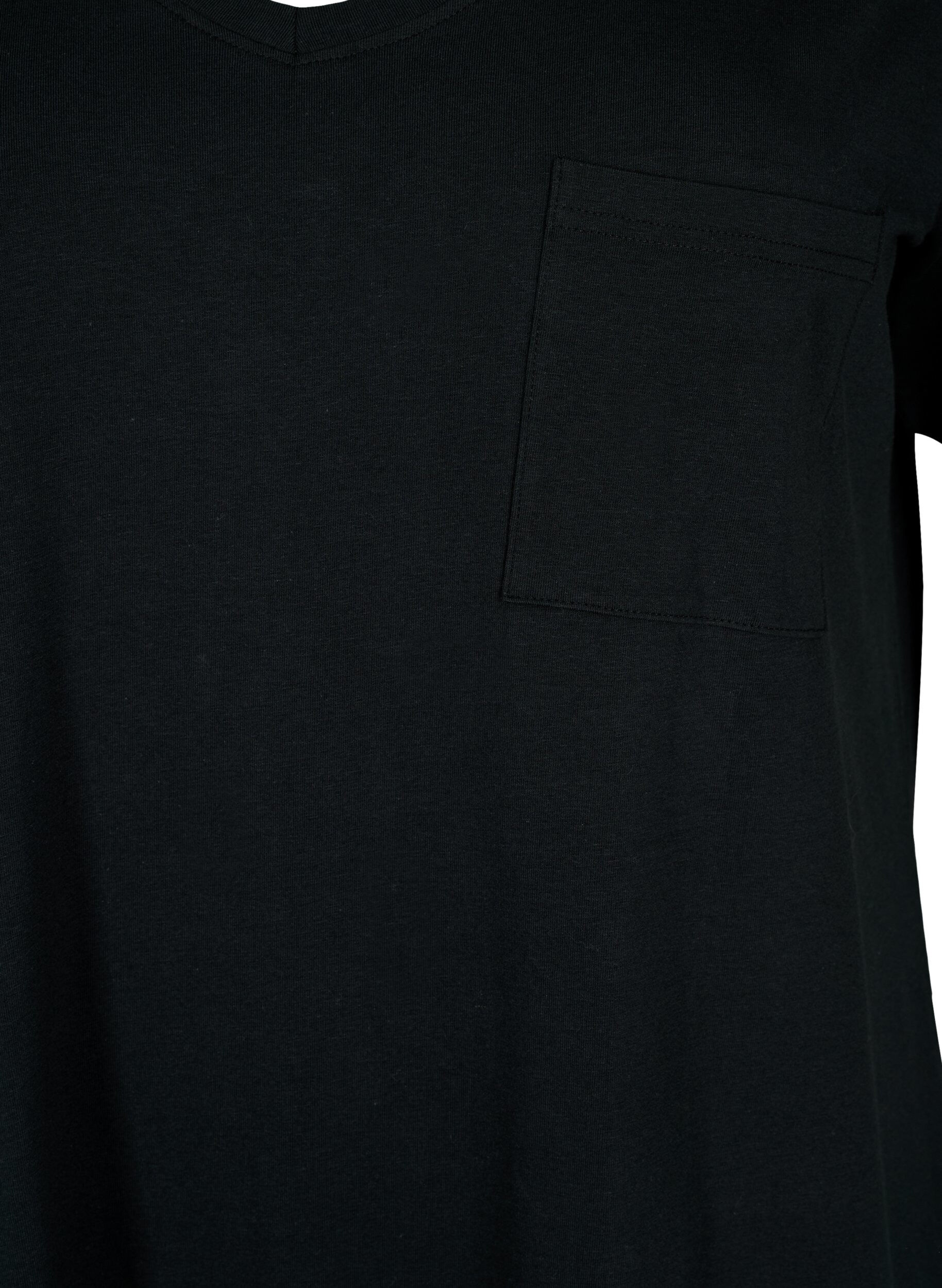 ZizziRobe en coton &agrave; manches courtes avec fente, Black, Packshot image number 2