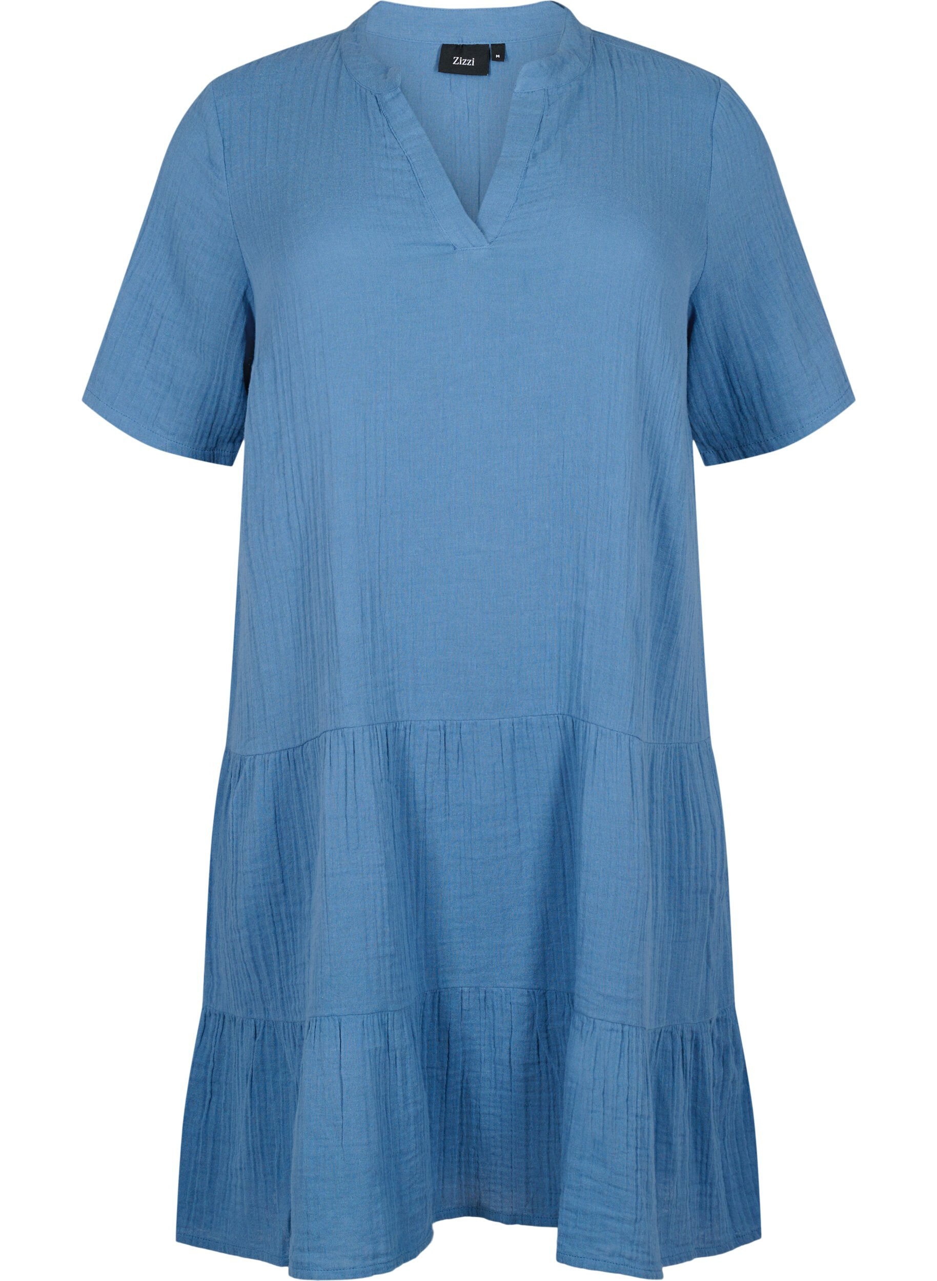 Zizzi Robe &agrave; manches courtes en coton 100 %, Moonlight Blue, Packshot image number 0