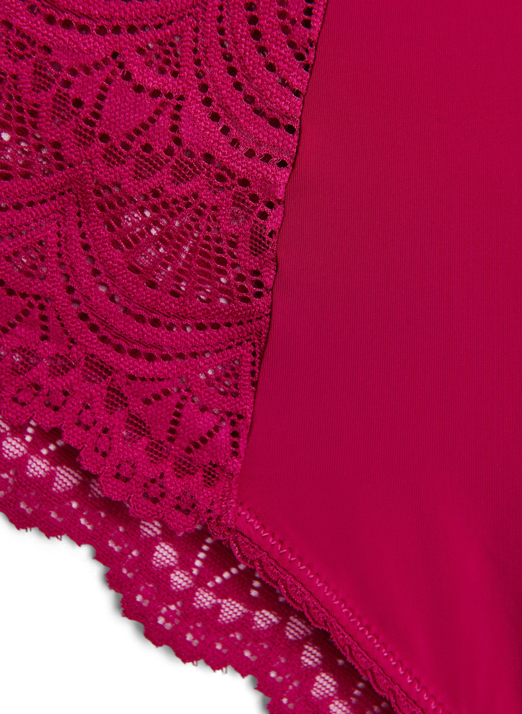 Zizzi Slip br&eacute;silien en microfibre avec dentelle, Boysenberry, Packshot image number 3