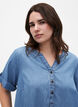 Robe en jean avec fente et manches courtes, Blue denim, Model image number 3