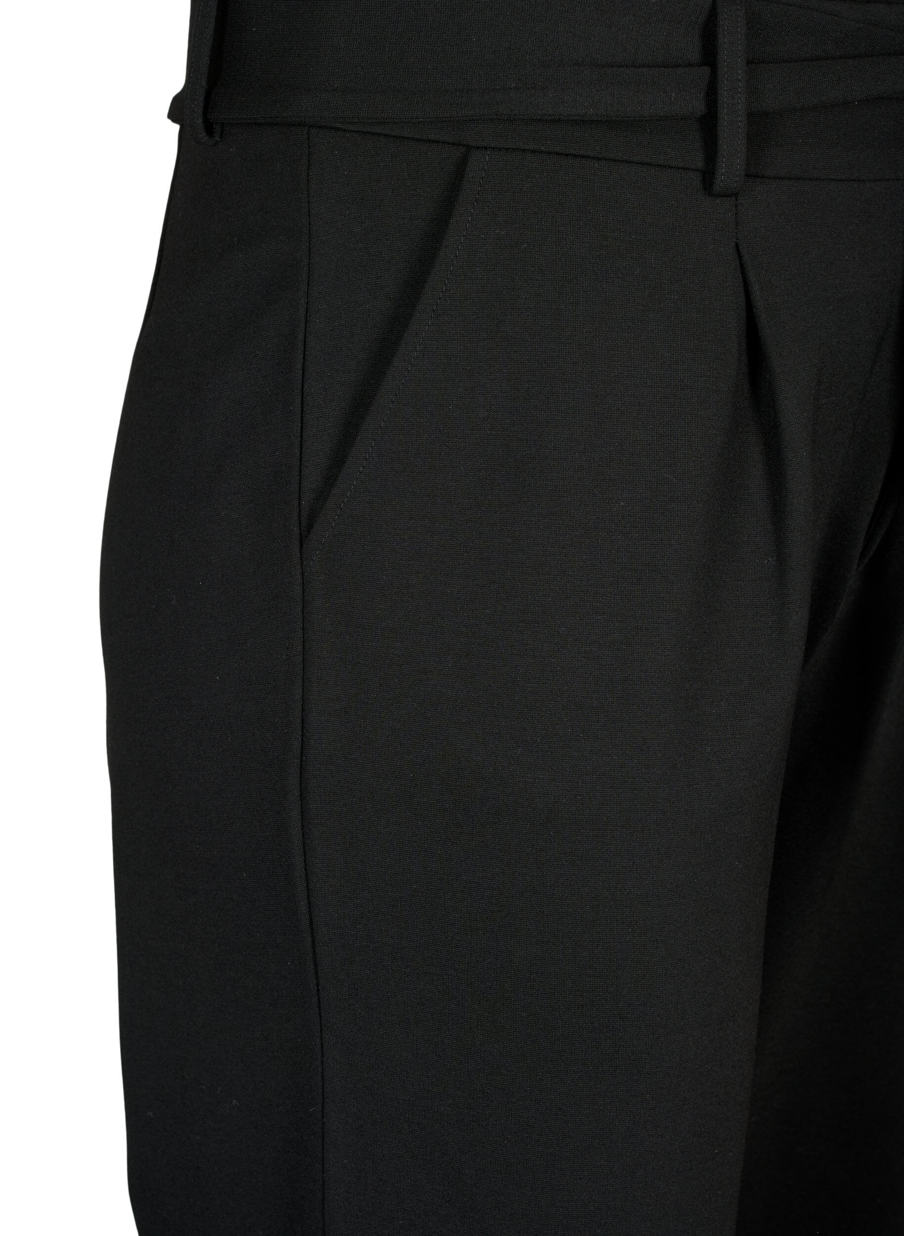Zizzi Pantalon taille haute avec volants et cordon, Black, Packshot image number 2