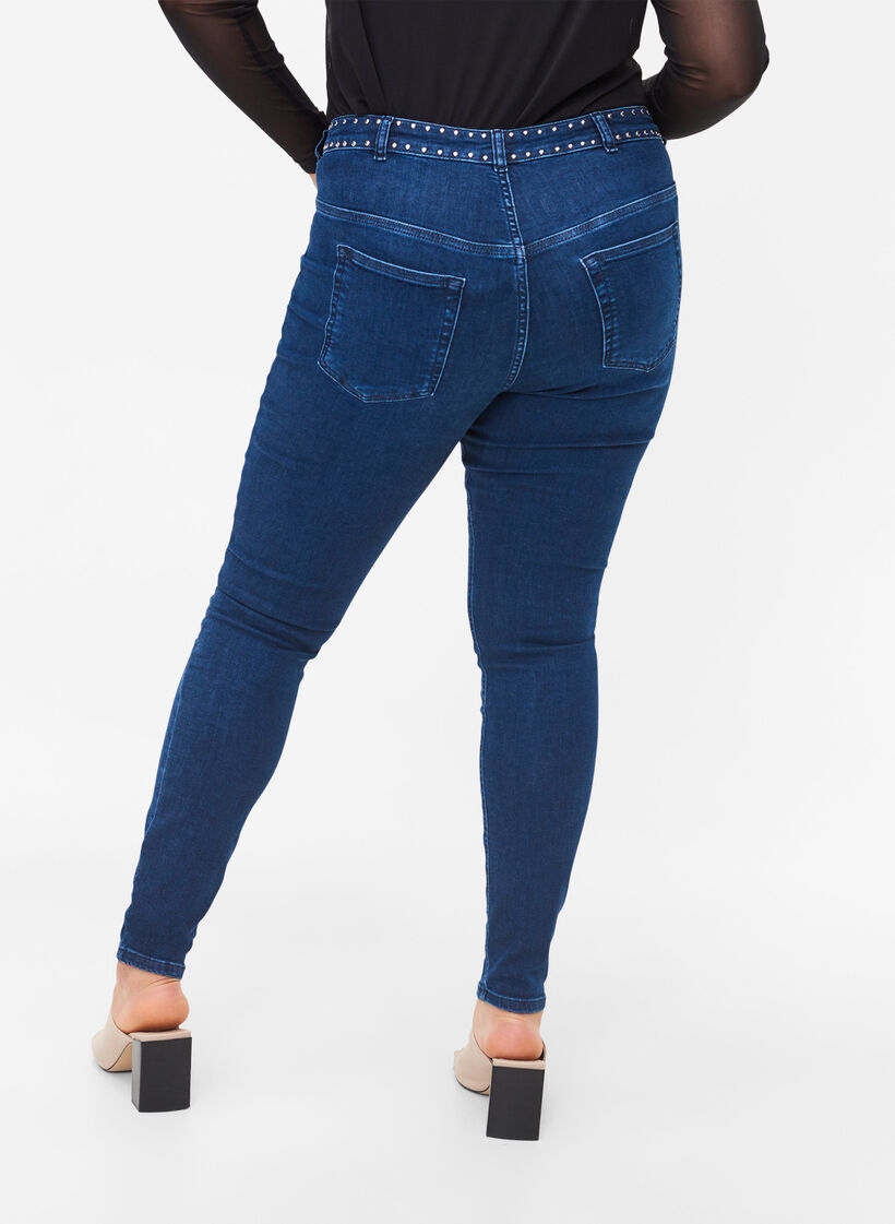 Jean Amy super slim avec rivets, Dark blue, Model image number 1