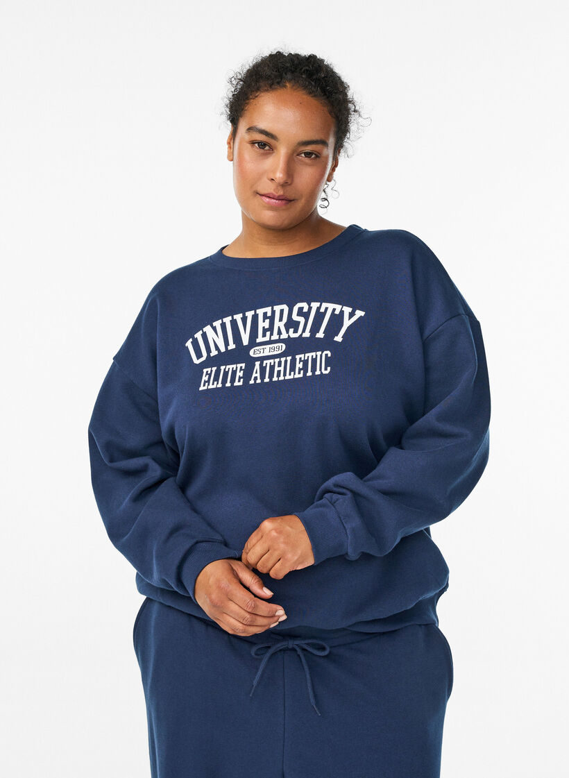 Sweatshirt avec motif, Bleu, Model image number 0