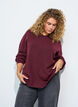 Blouse en maille &agrave; bords ondul&eacute;s, Bordeaux, Model image number 0