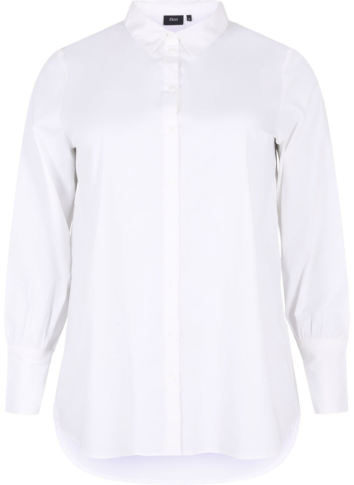 Chemise en coton longue, Bright White, Packshot image number 0