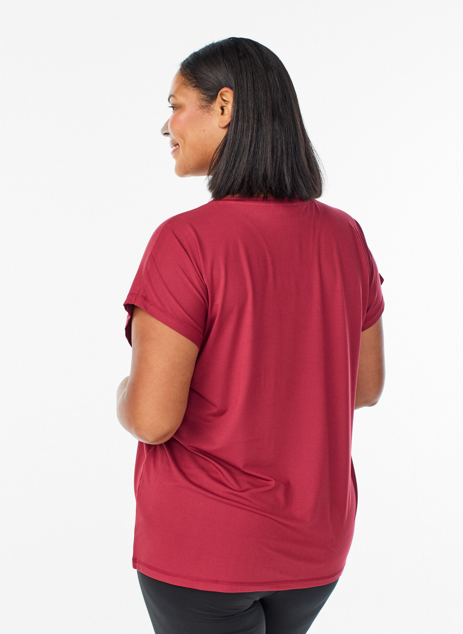 ZizziT-shirt de sport couleur unie, Rouge, Model image number 2