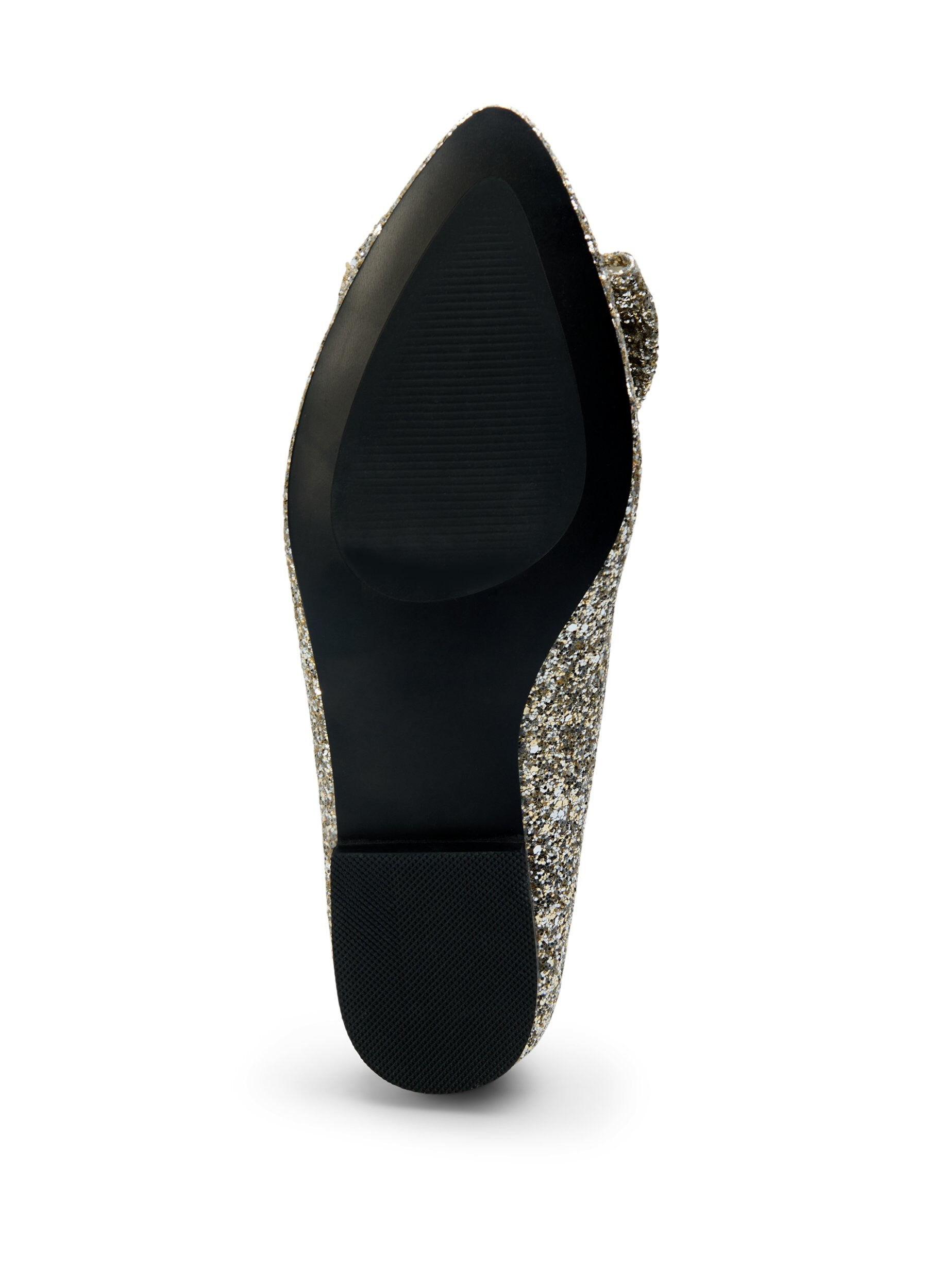 Zizzi Ballerines larges &agrave; paillettes avec n&oelig;ud, Gold Glitter, Packshot image number 4