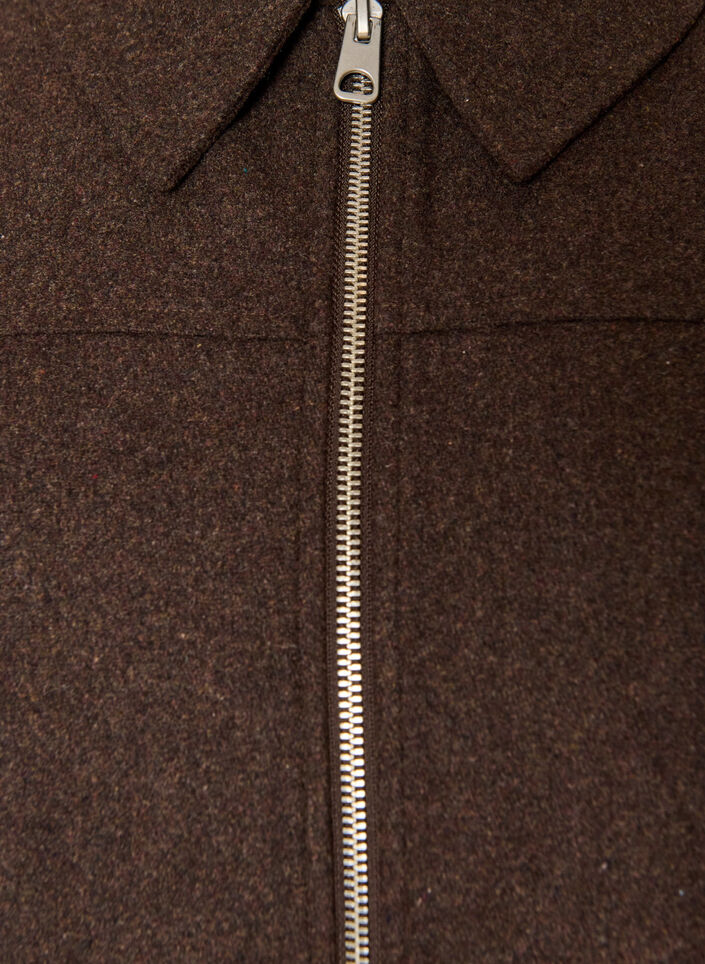 Veste courte avec col de chemise et zip, Marron, Packshot image number 2