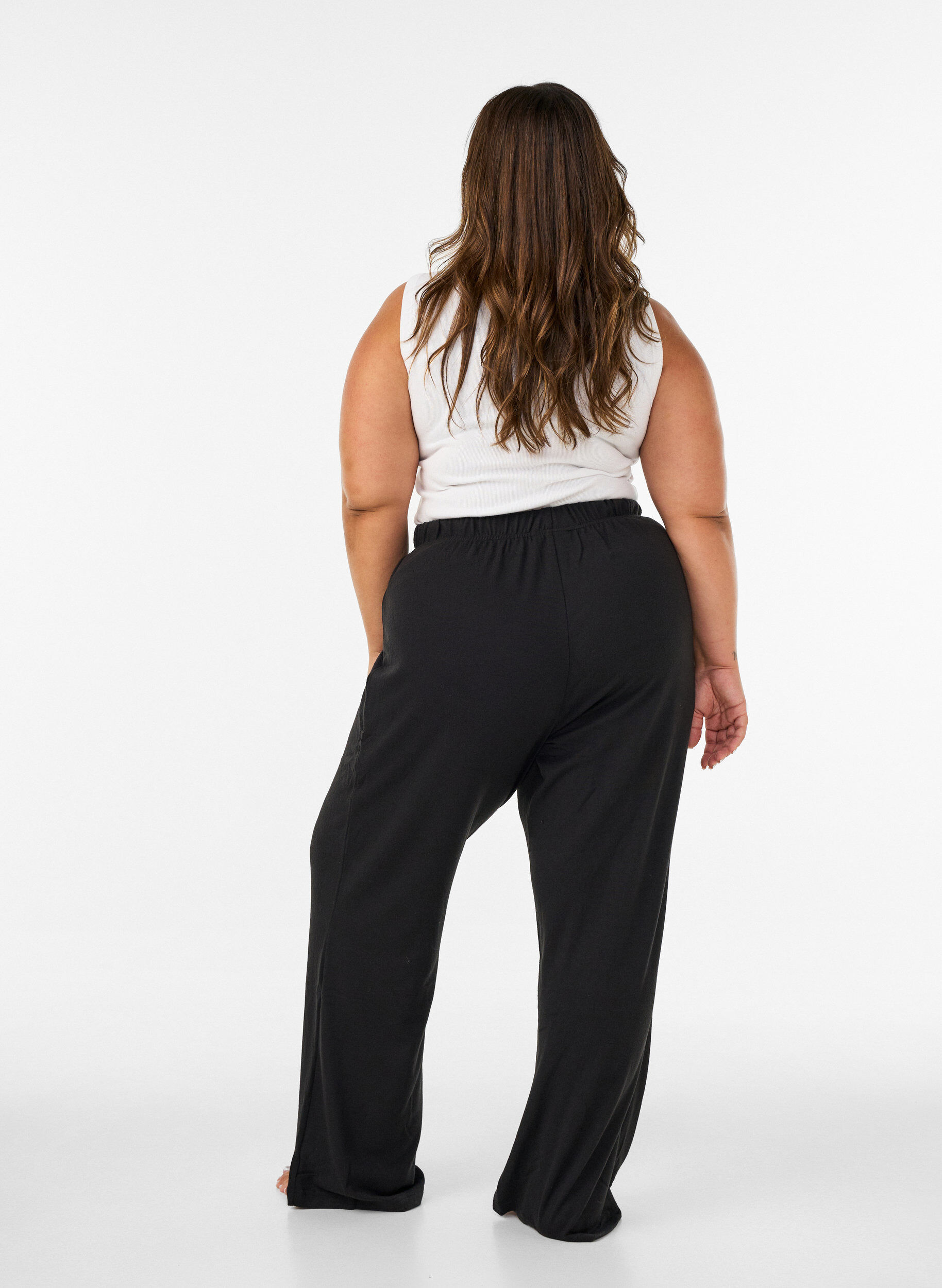 ZizziPantalon ample taille haute en jersey, Noir, Model image number 2