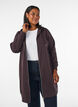 Sweat &agrave; capuche long avec zip et poches, Marron, Model image number 0