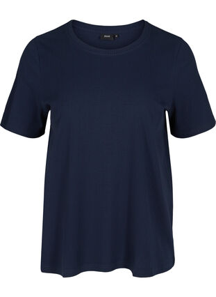 T-shirt à manches courtes en qualité côtelée, Navy Blazer, Packshot image number 0
