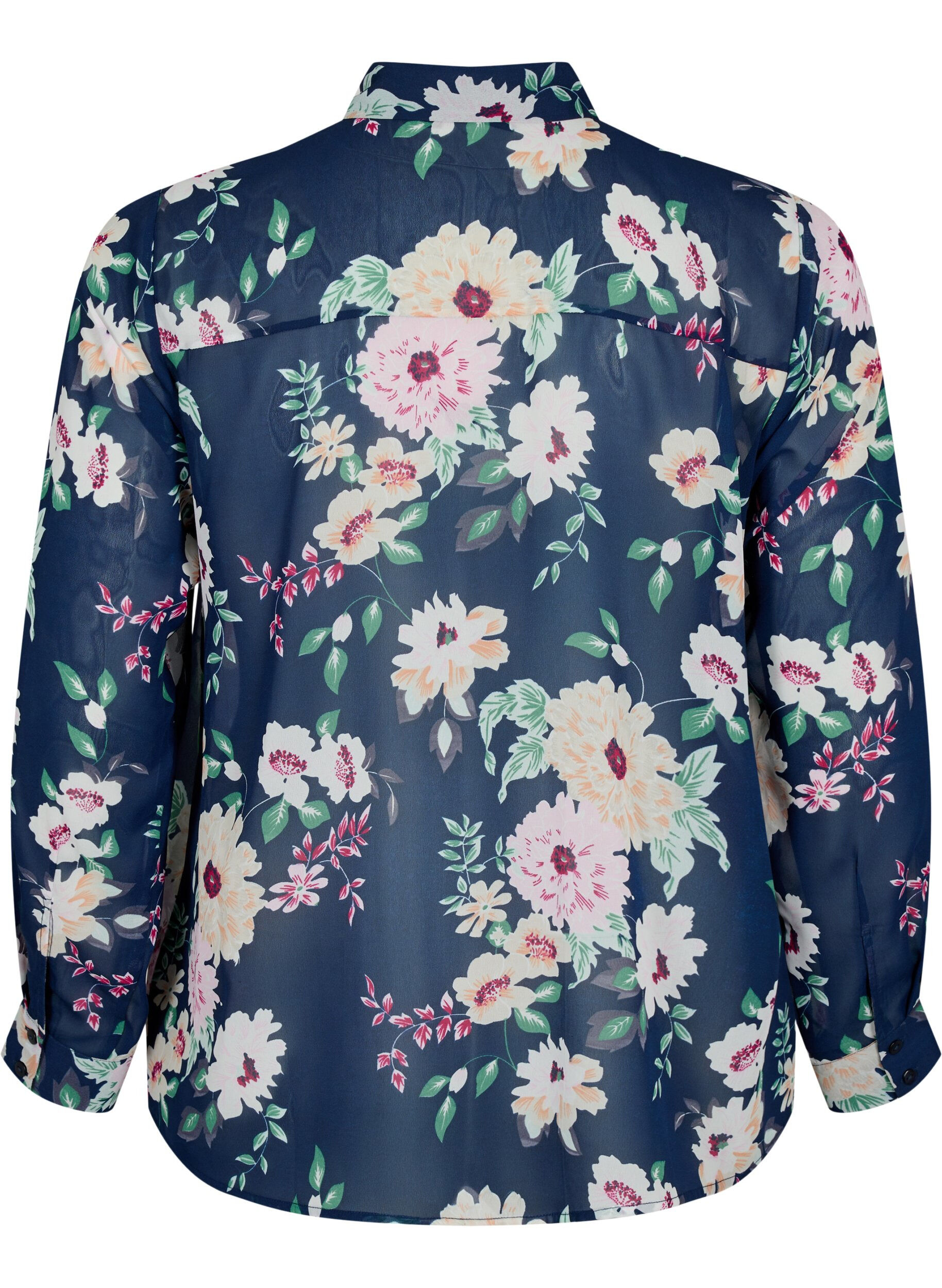 Zizzi FLASH - Chemise &agrave; manches longues avec imprim&eacute; floral, Navy Flower, Packshot image number 1