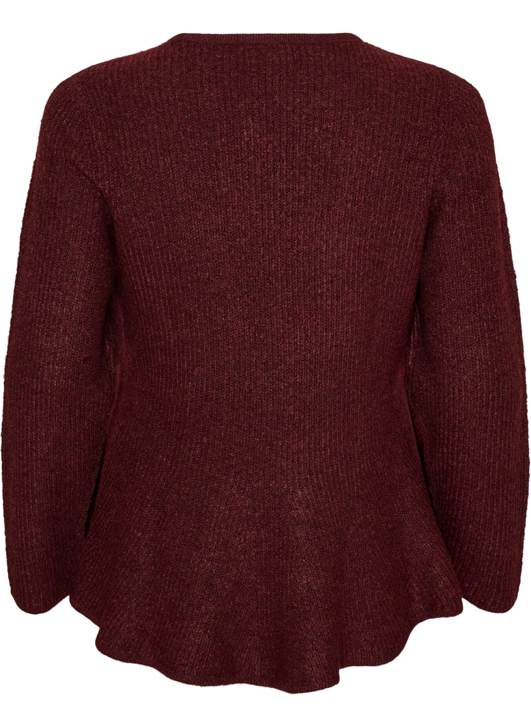 ZizziBlouse en maille &agrave; coupe &eacute;vas&eacute;e, Bordeaux, Packshot image number 1