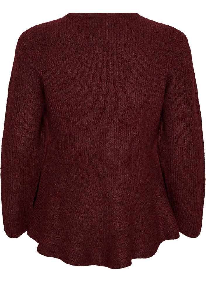 Blouse en maille &agrave; coupe &eacute;vas&eacute;e, Bordeaux, Packshot image number 1