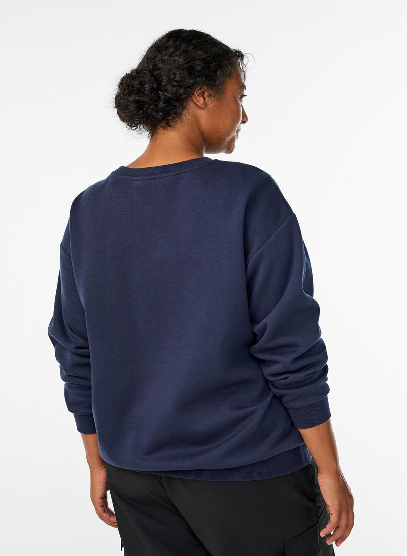Sweatshirt avec d&eacute;tail statement, Bleu, Model image number 2