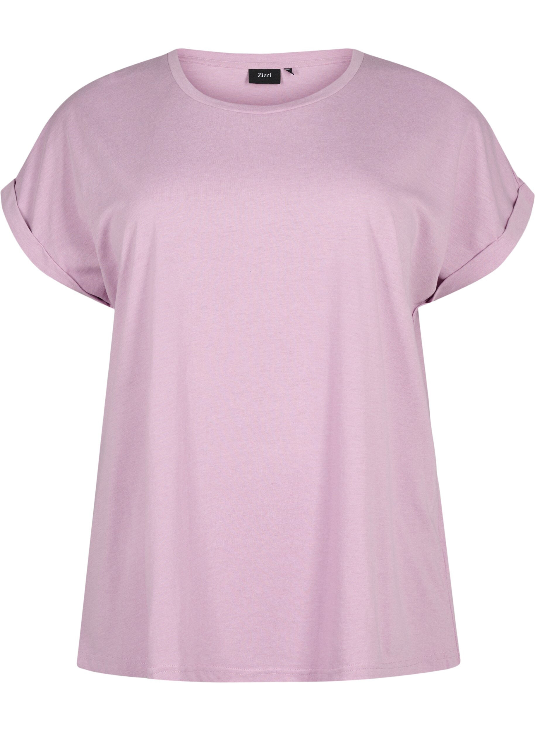 Zizzi T-shirt &agrave; manches courtes en coton m&eacute;lang&eacute;, Mauve, Packshot image number 0
