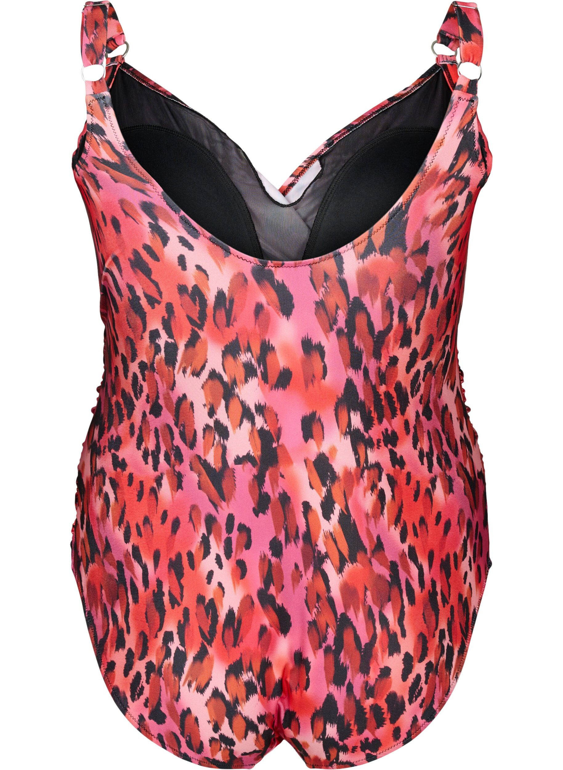 Zizzi Maillot de bain avec imprim&eacute; et effet cache-c&oelig;ur, Red Leopard AOP, Packshot image number 1