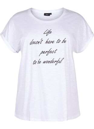 T-shirt imprimé en coton biologique, B. White Black Print, Packshot image number 0