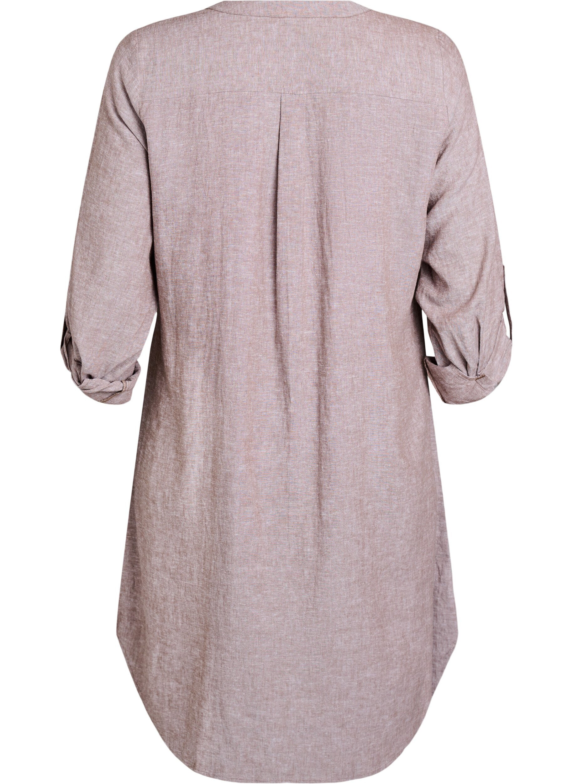 Zizzi Chemise longue en lin et viscose, Marron, Packshot image number 1