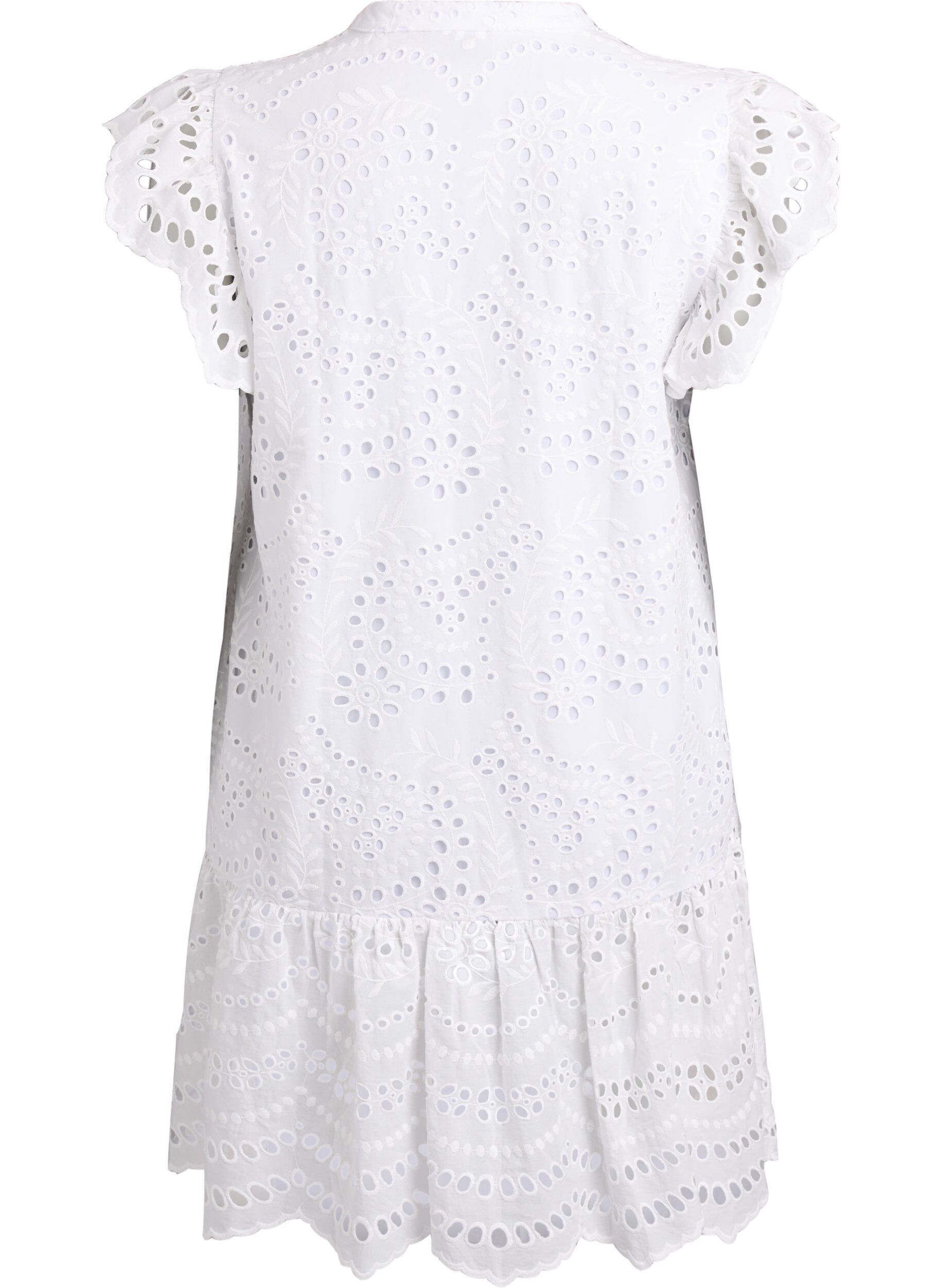 ZizziRobe en broderie anglaise avec manches &agrave; volants, Blanc, Packshot image number 1