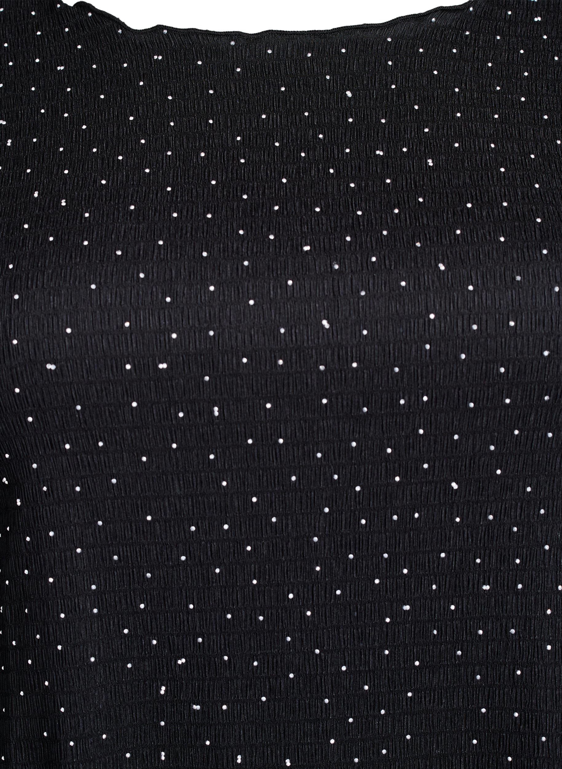 Zizzi Robe avec strass et bords festonn&eacute;s, Noir, Packshot image number 2