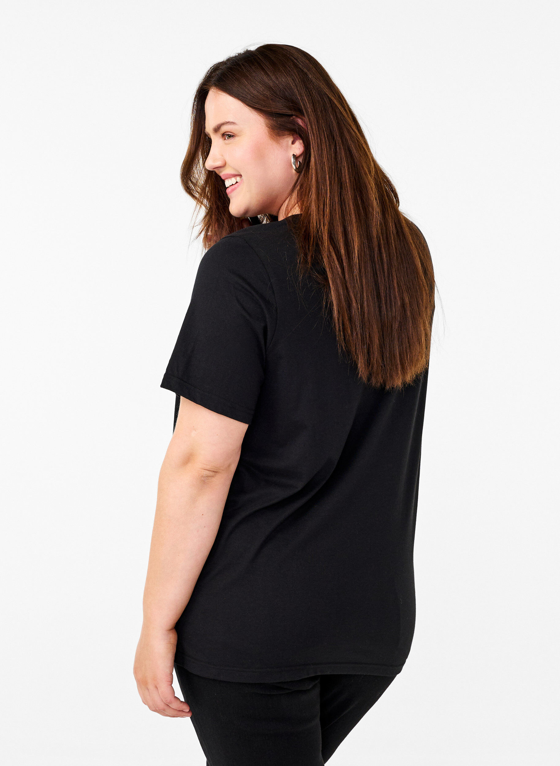 Zizzi FLASH &ndash; T-shirt imprim&eacute;, Black R. Gold Flower, Model image number 1