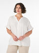 Chemise en viscose avec manches courtes et d&eacute;tail fronc&eacute;, Vanille, Model image number 0