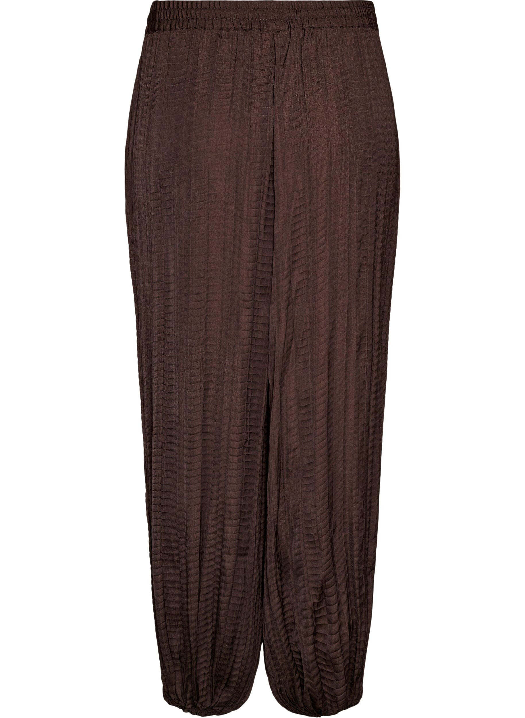 ZizziPantalon ballon textur&eacute; avec ceinture &eacute;lastique, Marron, Packshot image number 1