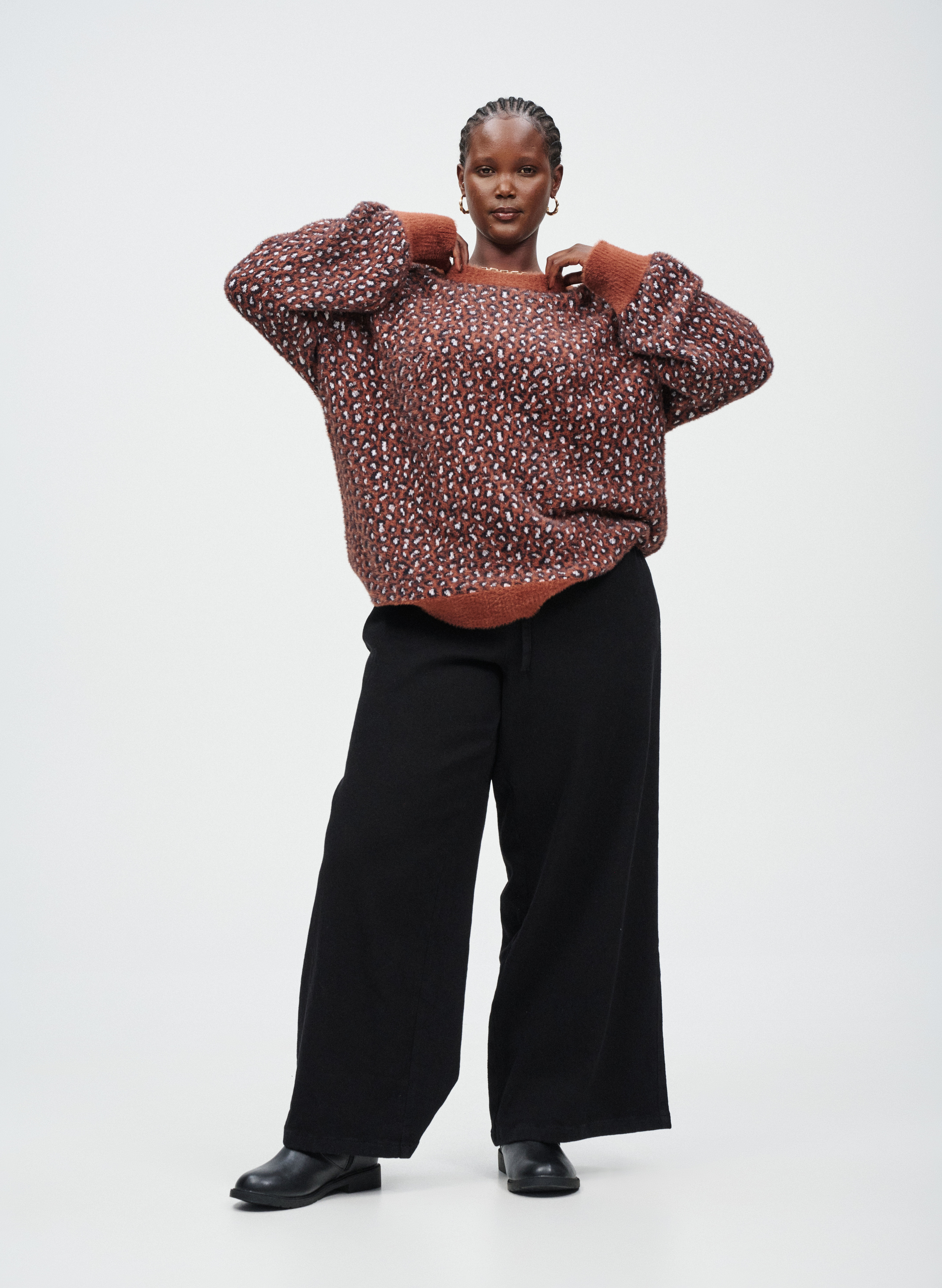 Pull en maille avec imprim&eacute; l&eacute;opard, , Model