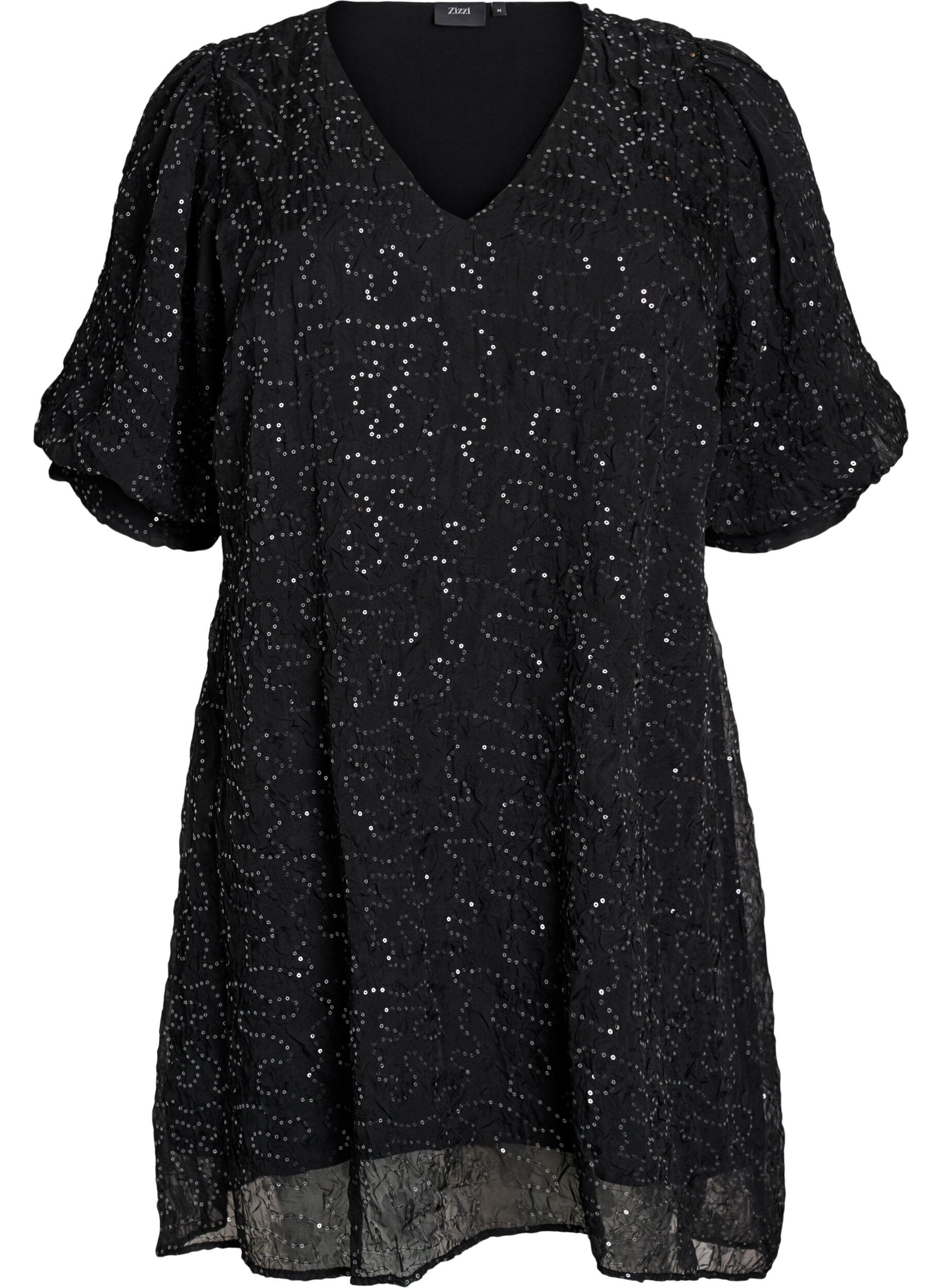 Zizzi Robe de soir&eacute;e courte &agrave; paillettes, Noir, Packshot image number 0