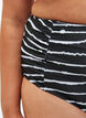 Bas de bikini à rayée avec taille haute, Noir, Model image number 2