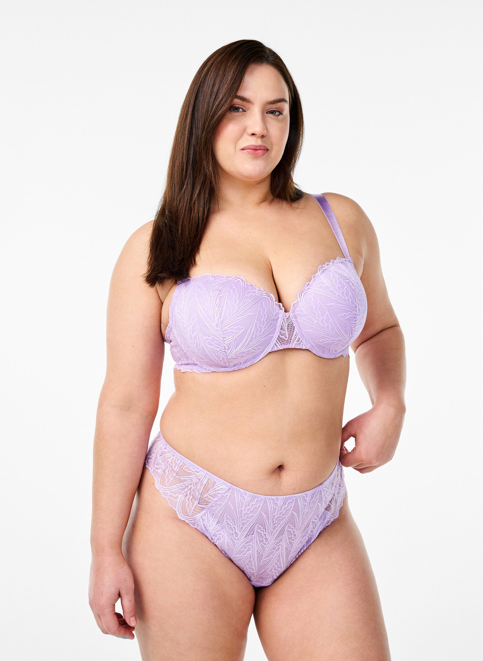 Zizzi String &agrave; dentelle de taille normale, Mauve, Model image number 0