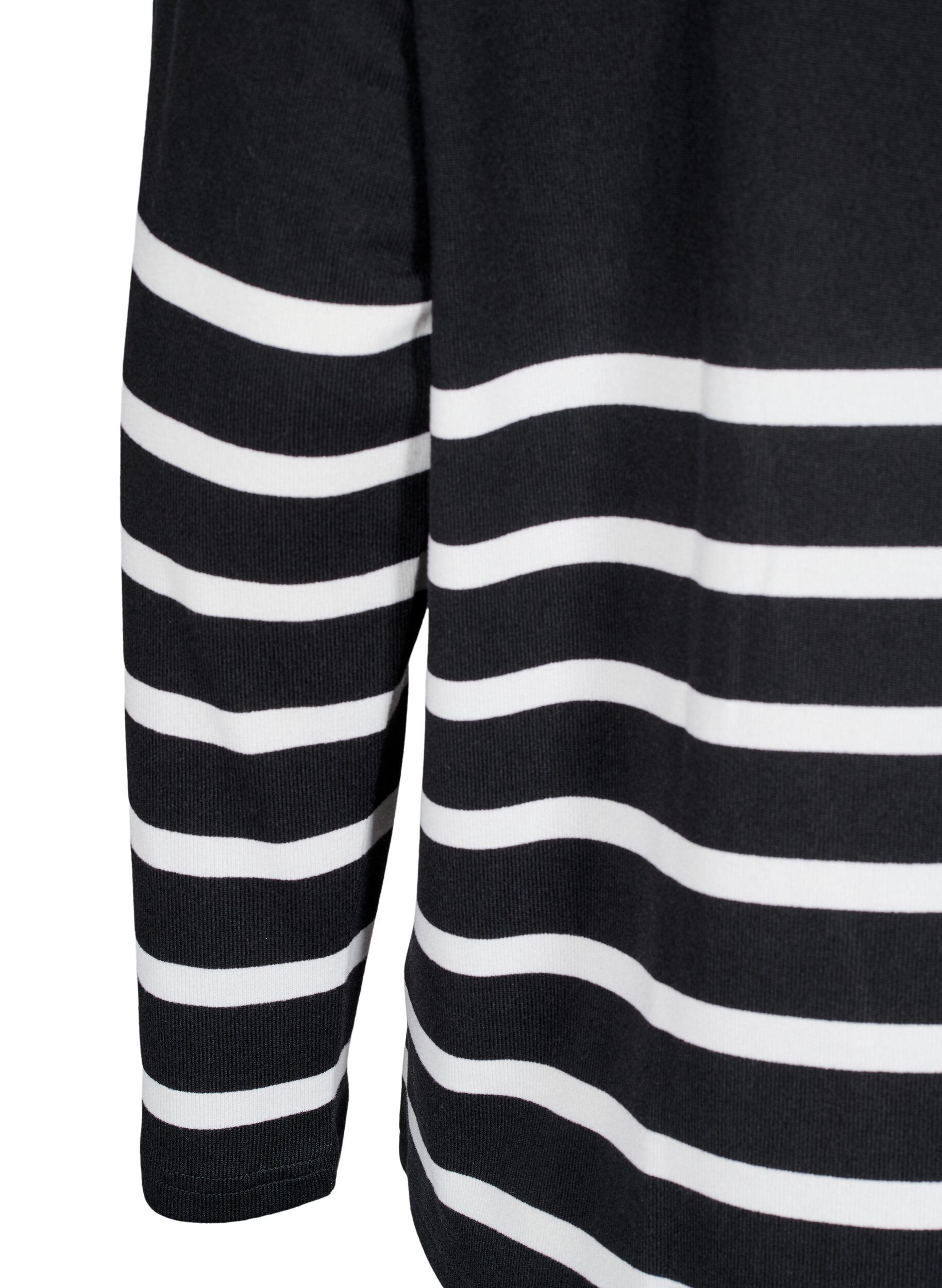 Zizzi Chemisier avec un col haut et des manches longues, Noir, Packshot image number 3