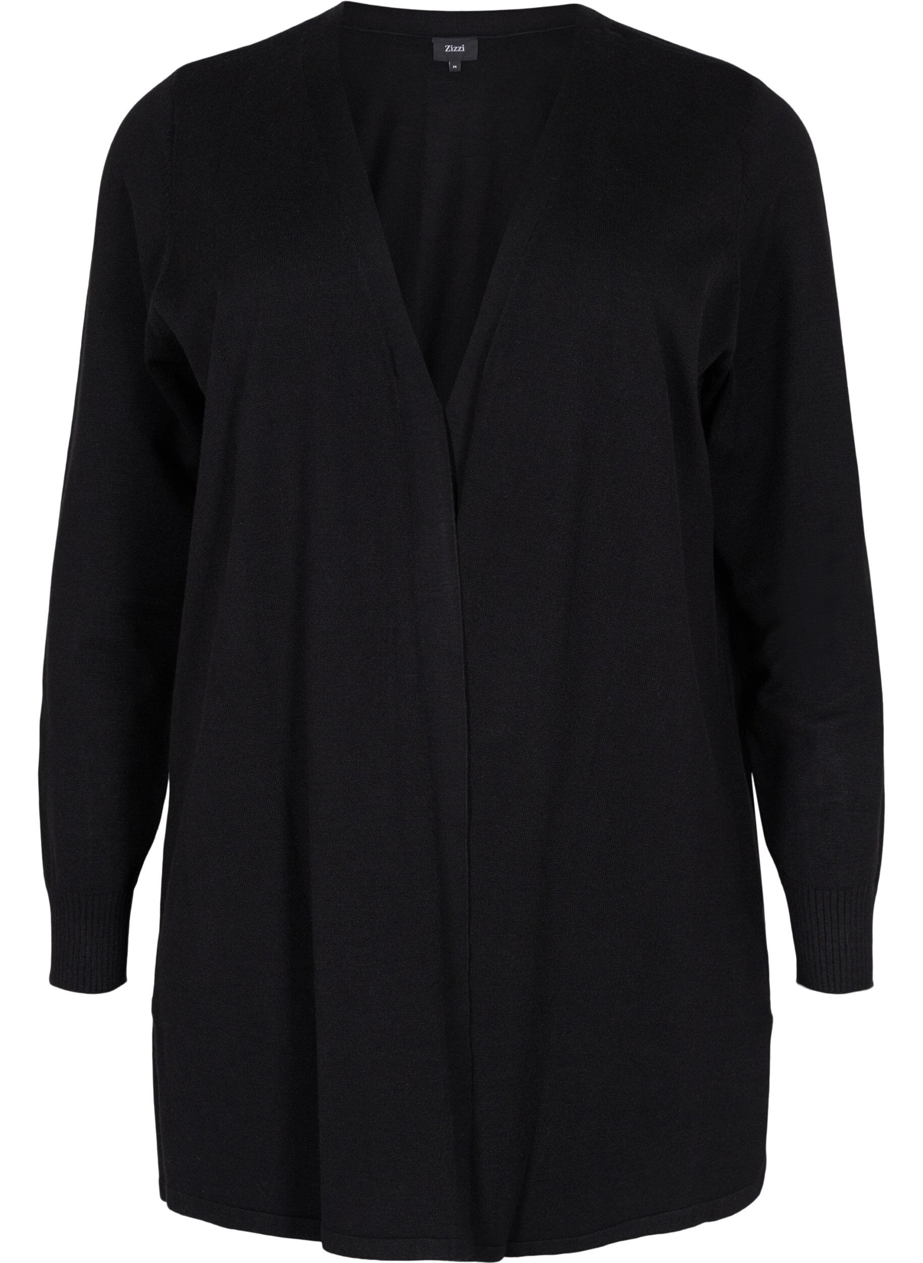 Zizzi Cardigan en maille avec fente, Black, Packshot image number 0