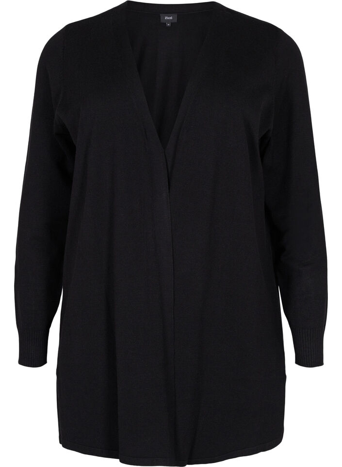 Cardigan en maille avec fente, Black, Packshot image number 0