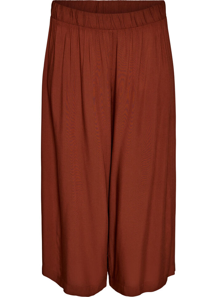Jupe-culotte en viscose avec une taille haute et une coupe ample, Bordeaux, Packshot image number 0