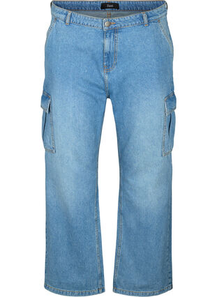 Jean ample avec poches cargo, Light blue, Packshot image number 0