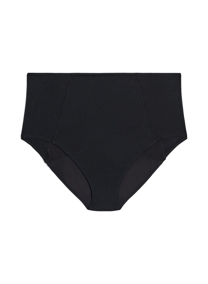 Culotte menstruelle de nuit taille haute en coton, Noir, Packshot