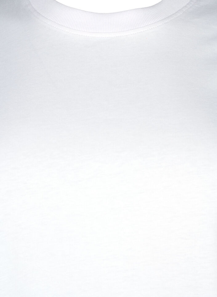 T-shirt basique en coton &agrave; col rond, Blanc, Packshot