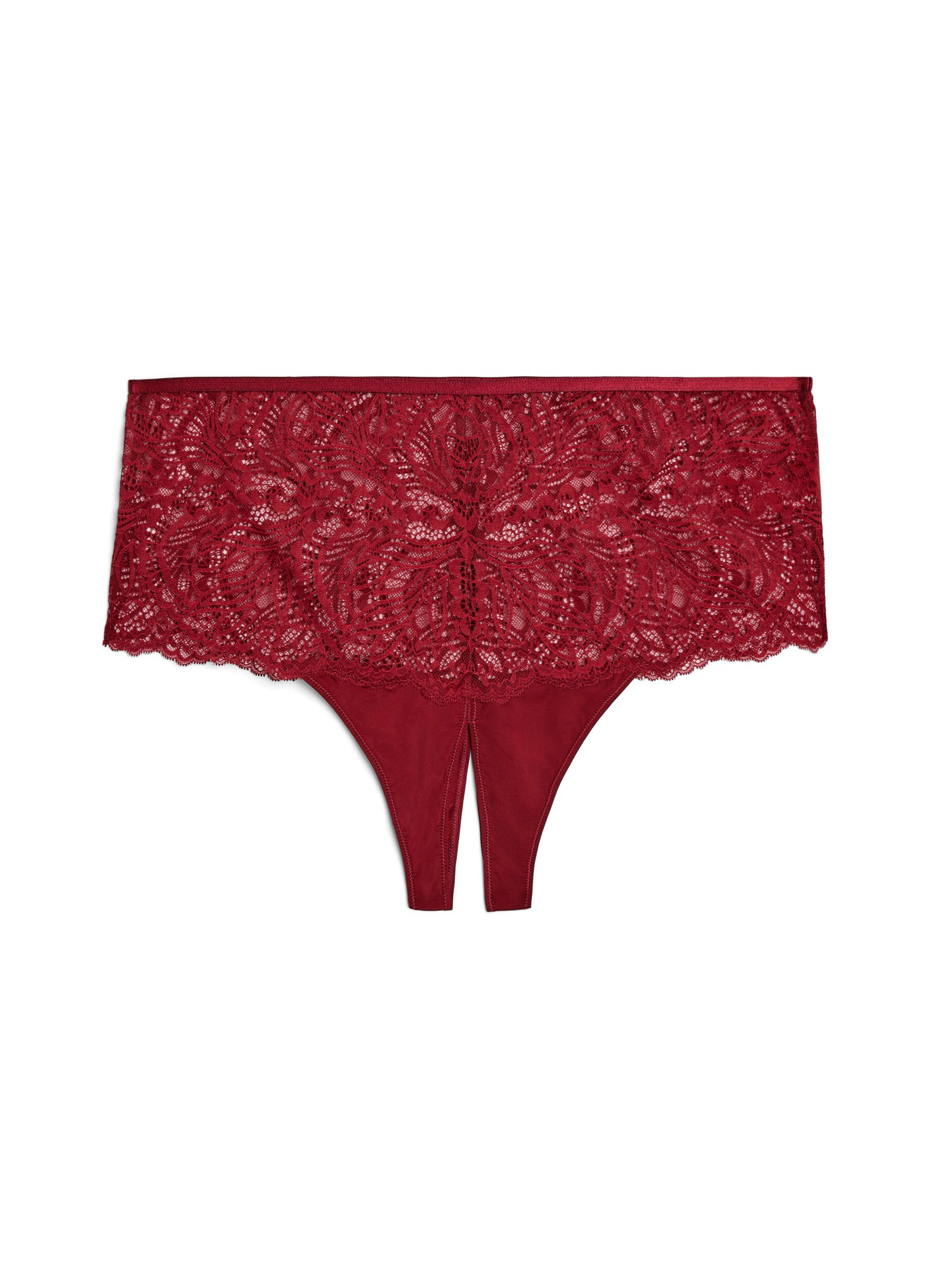ZizziString hipster ouvert taille haute avec dentelle, Rouge, Packshot image number 0