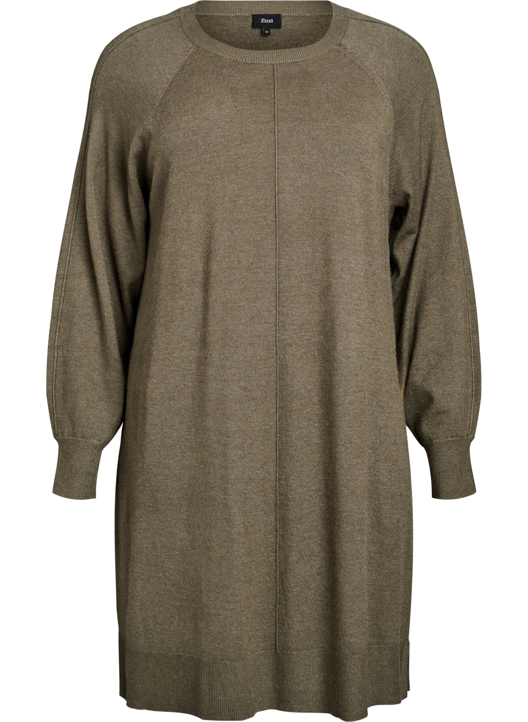 Robe courte en maille &agrave; manches raglan et couture centrale