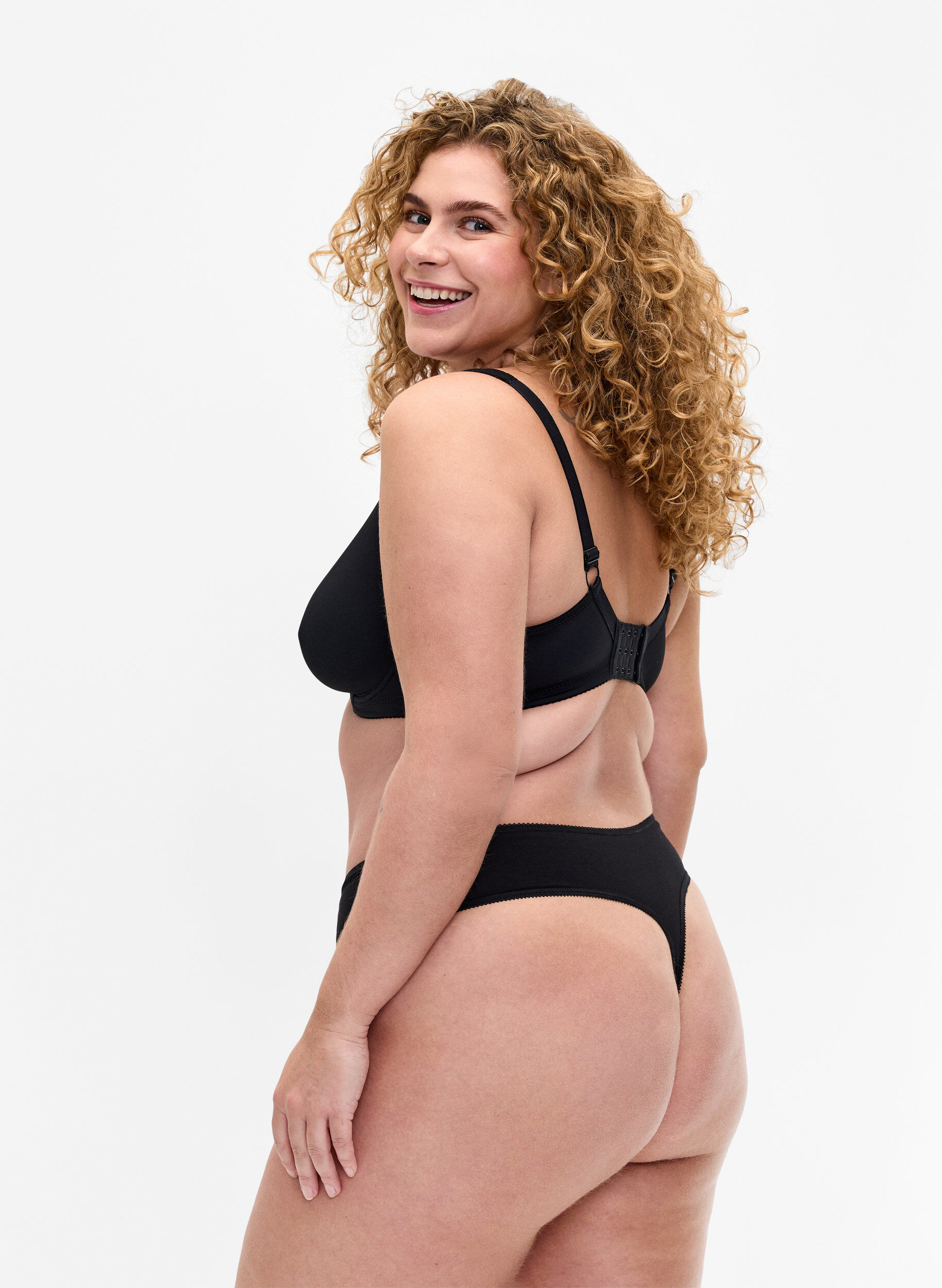 Zizzi 7-pack string en coton, Noir, Model image number 1