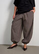 Pantalon ballon &agrave; taille haute et imprim&eacute; int&eacute;gral, Marron, Model image number 2