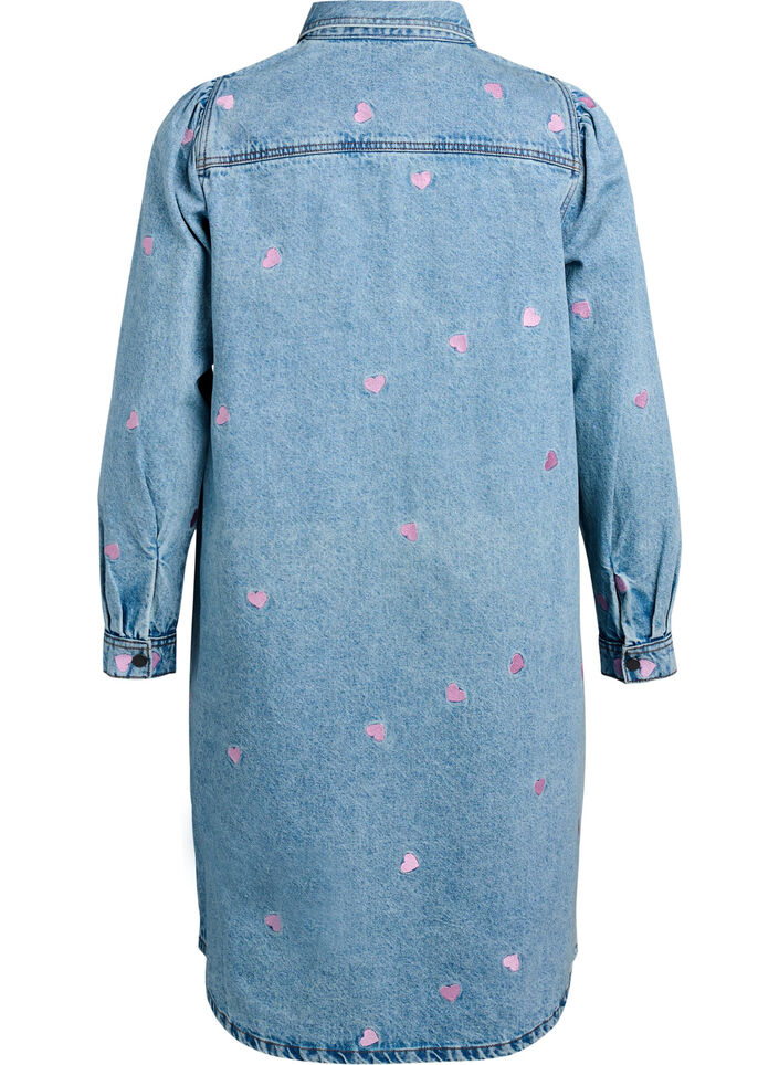 Robe en jean avec imprimé cerises et poches poitrine, Bleu Clair, Packshot image number 1