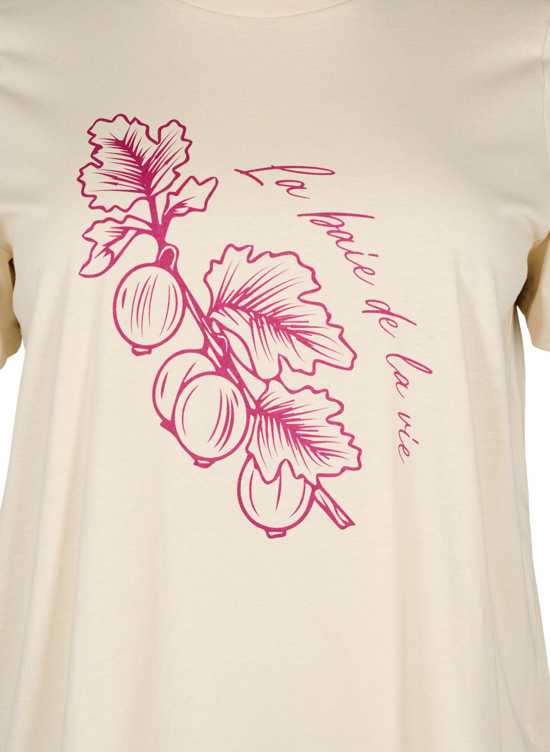 Zizzi T-shirt en coton avec imprim&eacute;, Beige, Packshot image number 2